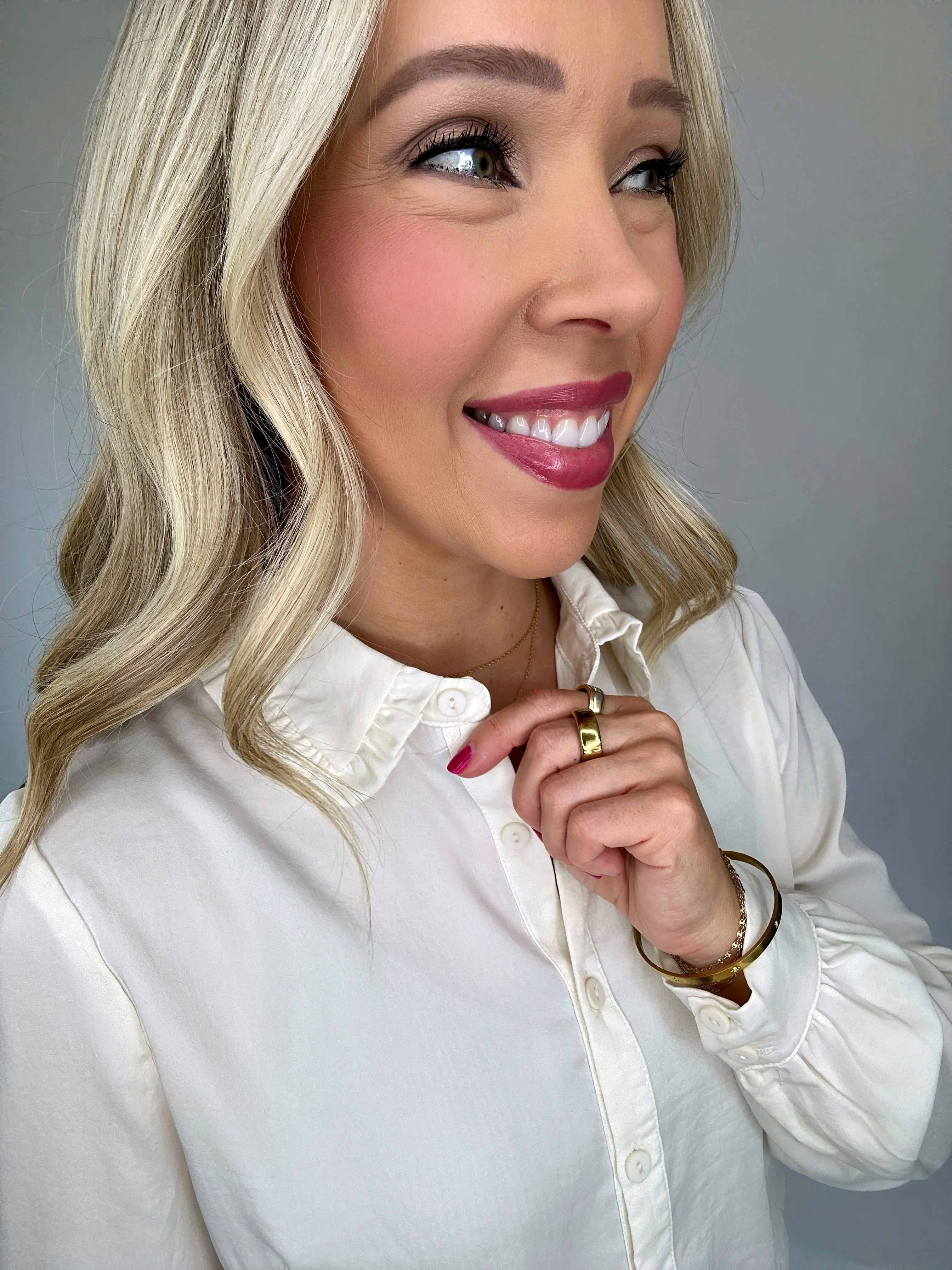 Soho Chic Satin Button Down Top
