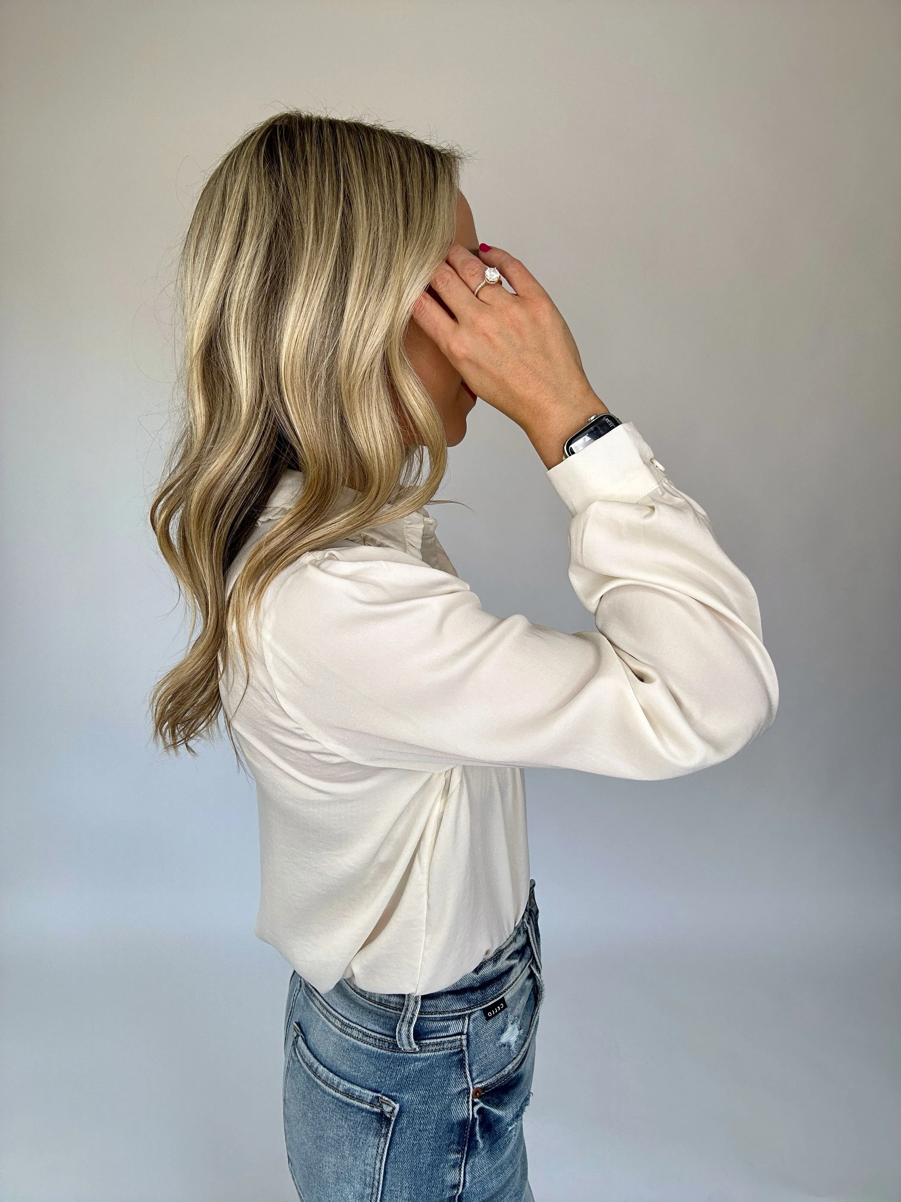 Soho Chic Satin Button Down Top