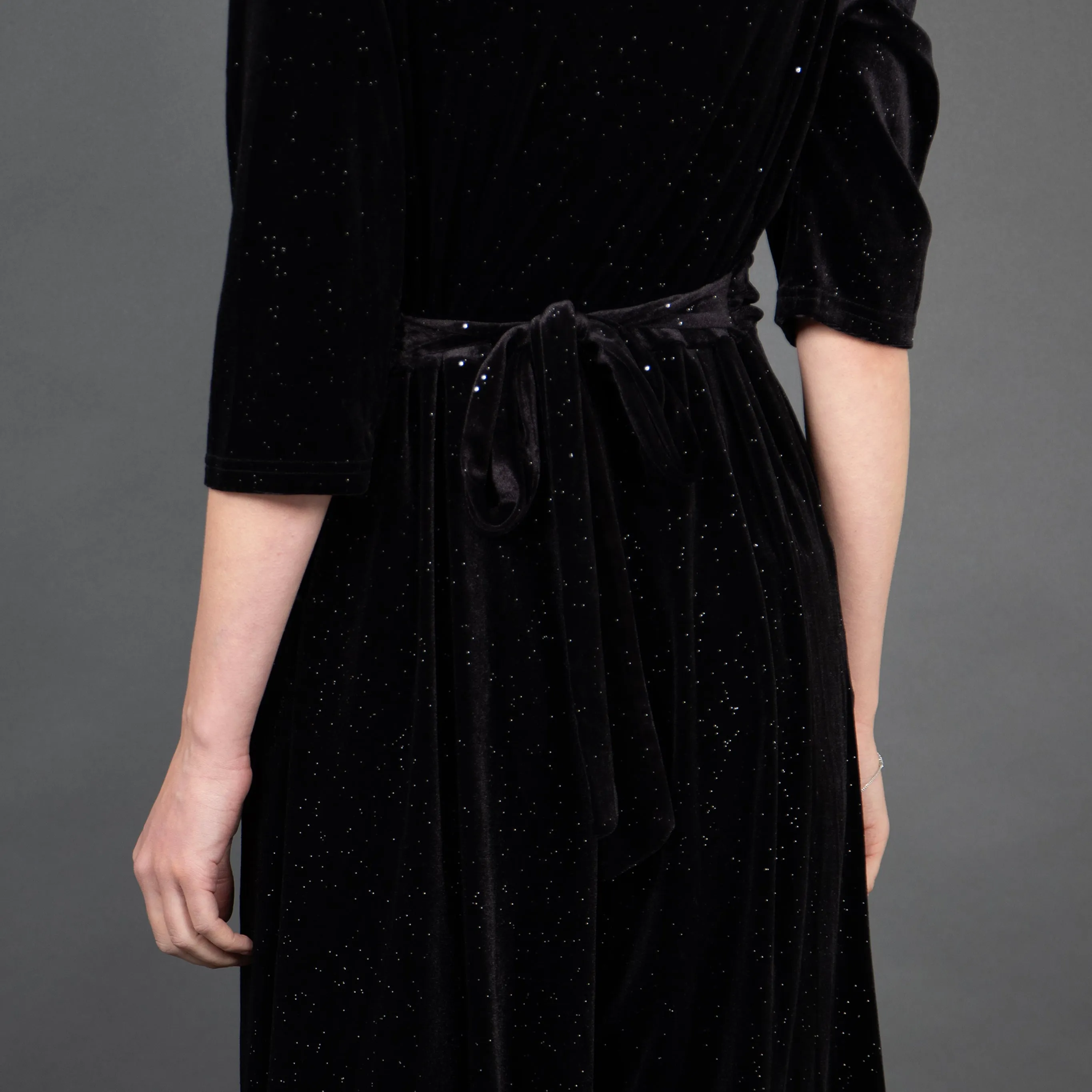 Sophia Wide Leg Jumpsuit - Black, Sparkling Velvet