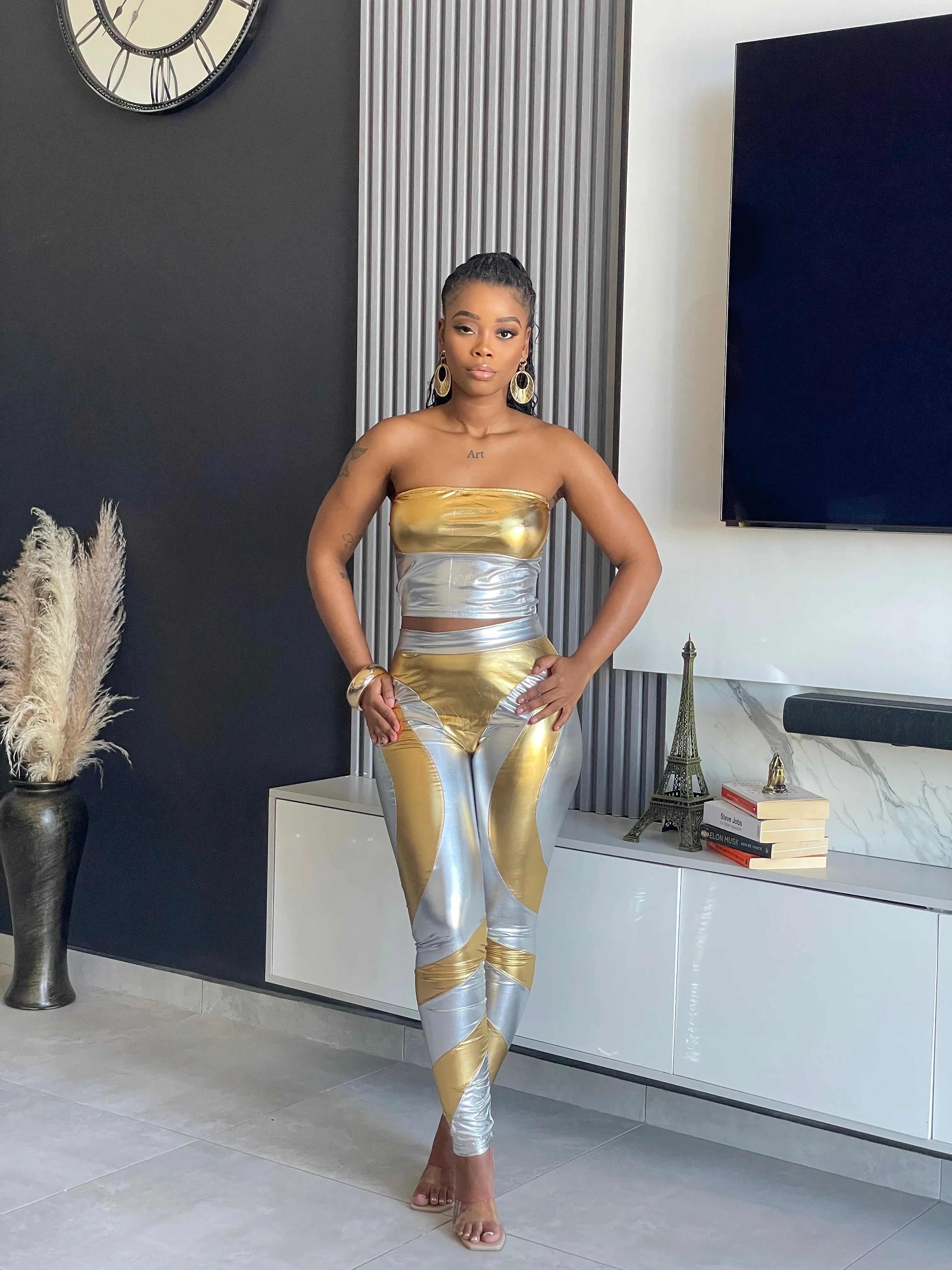 Split Decision Metallic Pant Set