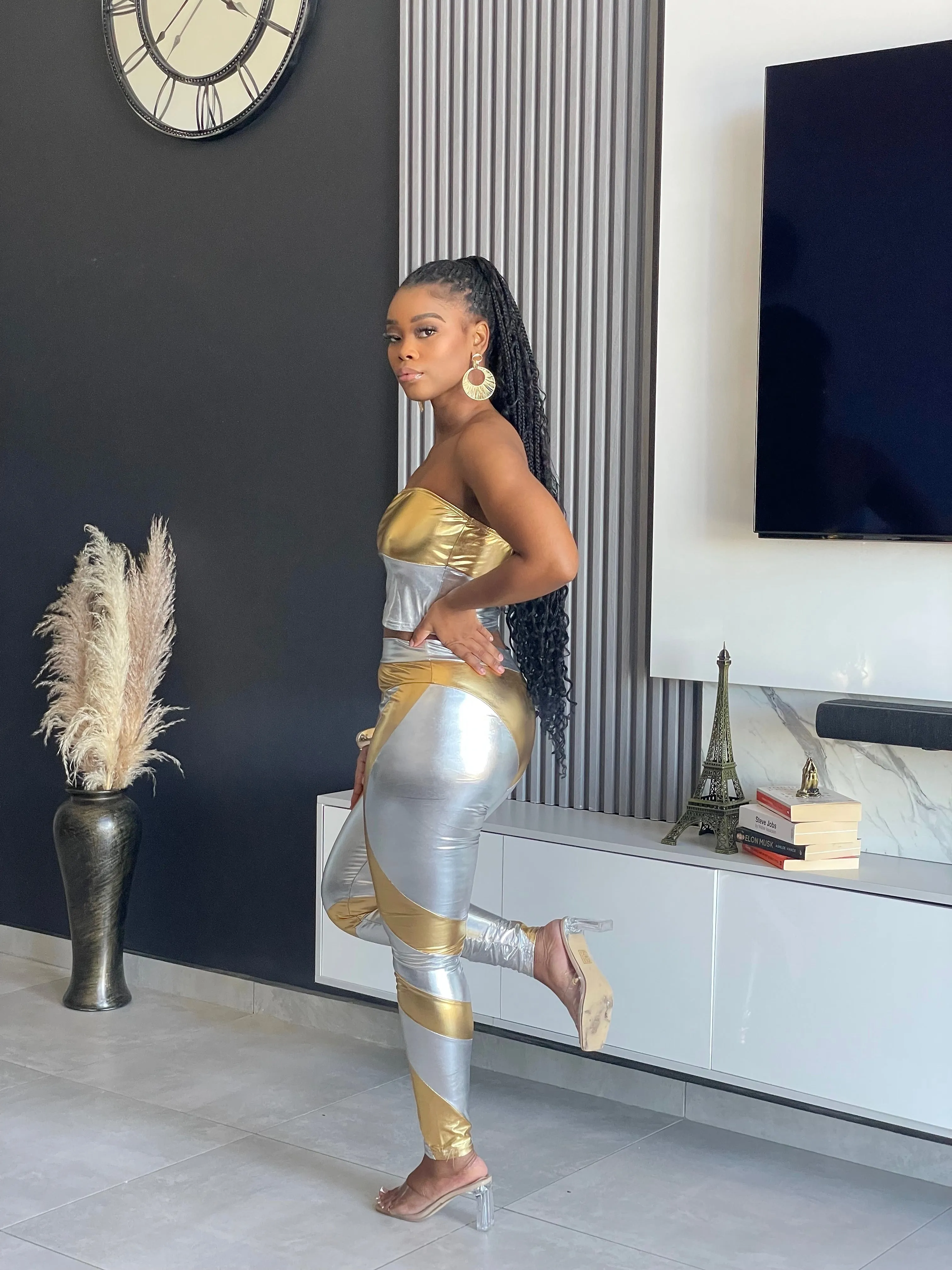 Split Decision Metallic Pant Set