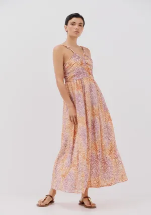 Strappy Long Printed Dress - Multicoloured