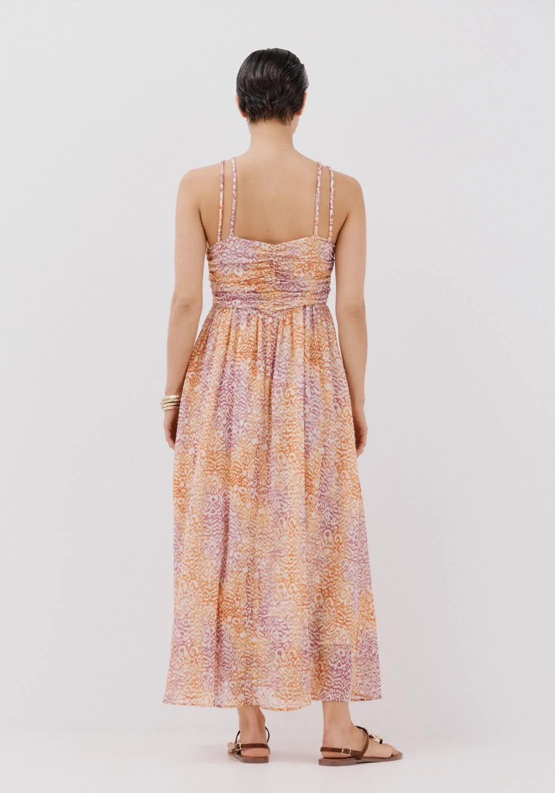 Strappy Long Printed Dress - Multicoloured
