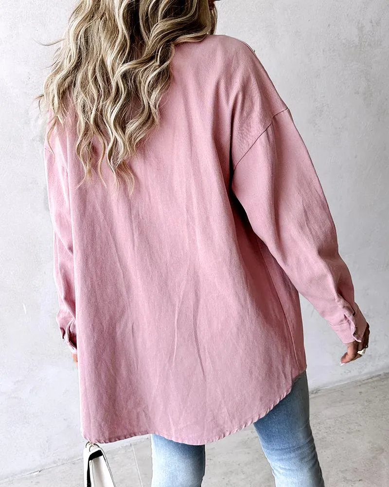 Studded Beaded Buttoned Denim Jacket