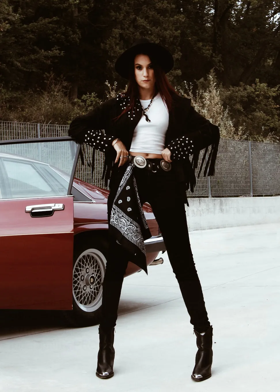 Studded Fringe Open Western Jacket