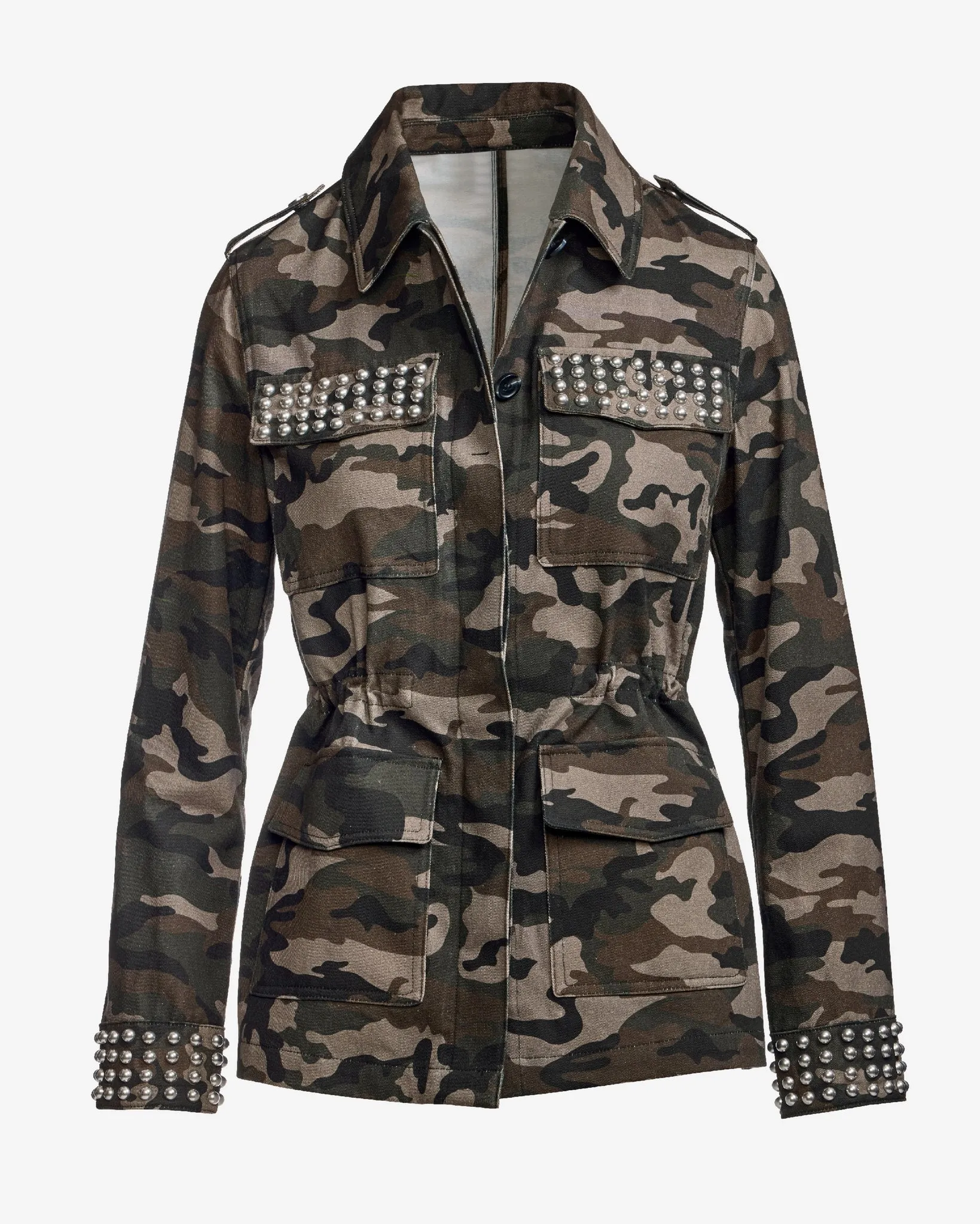 Studded Shaped Utility Jacket Green Multi