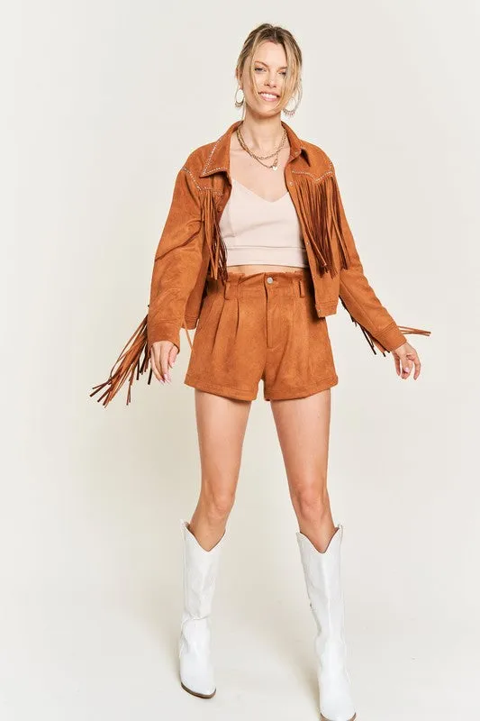 Suede Studded Fringe Jacket JJO5009
