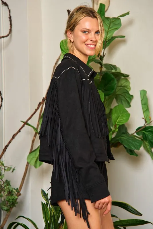 Suede Studded Fringe Jacket JJO5009