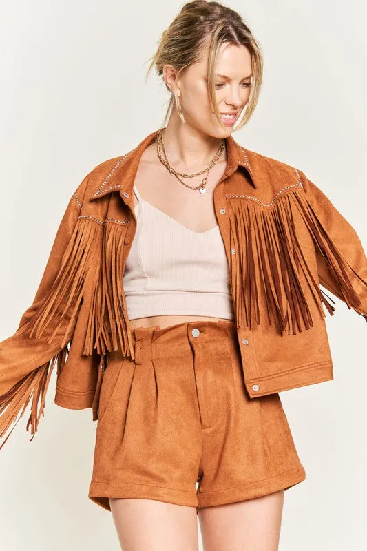 Suede Studded Fringe Jacket JJO5009