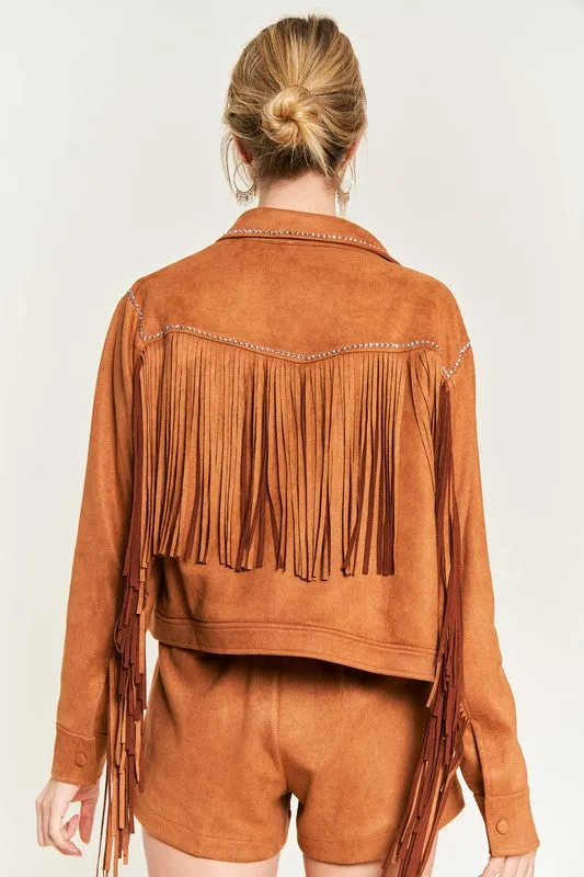 Suede Studded Fringe Jacket JJO5009