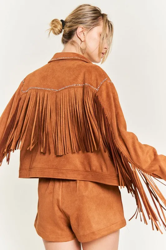 Suede Studded Fringe Jacket JJO5009