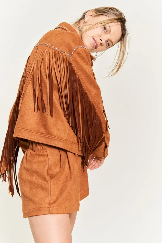 Suede Studded Fringe Jacket JJO5009