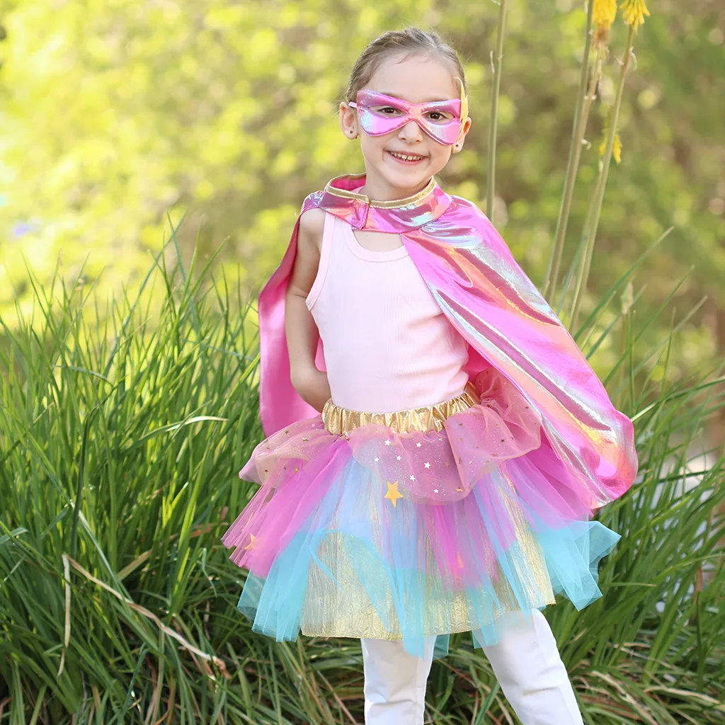 Super-Duper Tutu with Cape & Mask (Pink/Gold)
