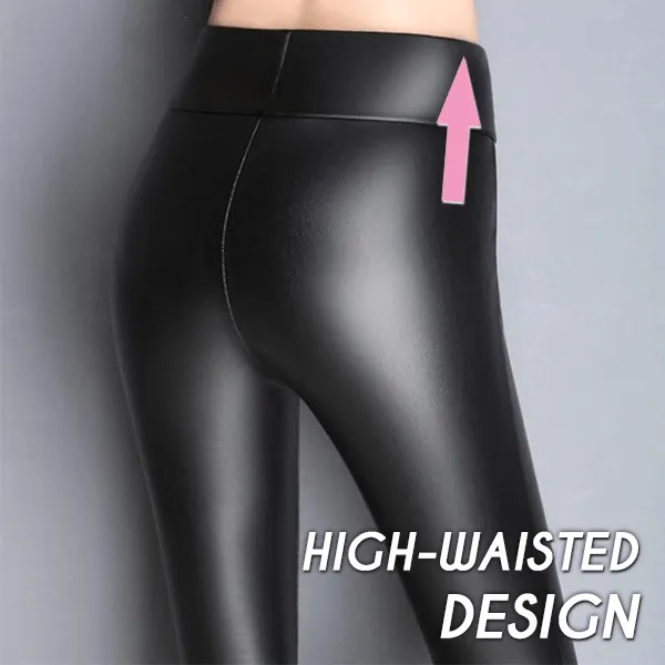 Super Warm Skinny Effect Wool Lined Leather Tights