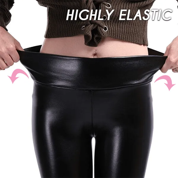 Super Warm Skinny Effect Wool Lined Leather Tights
