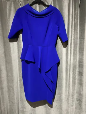 Teri Jon Short Sleeve Blue Peplum Dress
