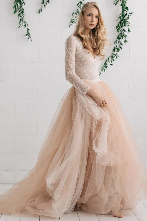 Tulle Satin Tiers Zipper Wedding Dress-714976
