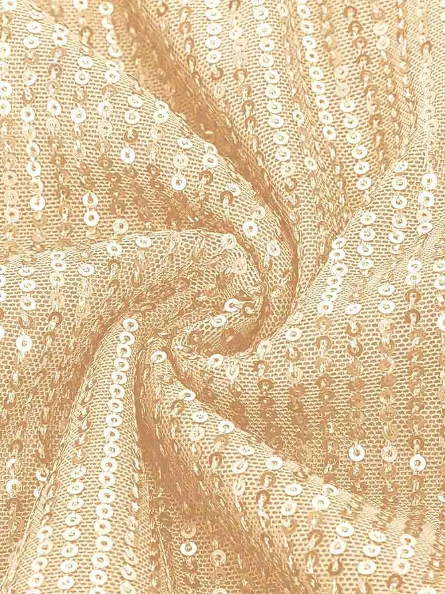 Twist Front V Neck Cap-Sleeve Champagne Sequin Shirt