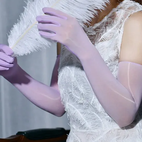 Unisex Smooth Sheer Shiny Seamless Long Gloves Ladies Bridal Tights