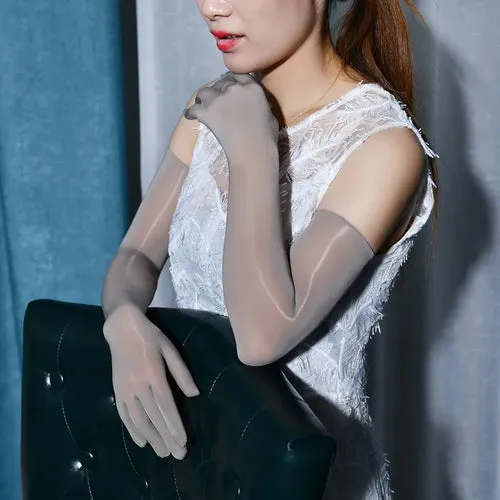 Unisex Smooth Sheer Shiny Seamless Long Gloves Ladies Bridal Tights
