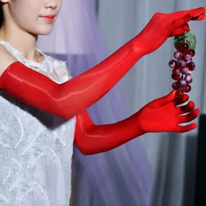 Unisex Smooth Sheer Shiny Seamless Long Gloves Ladies Bridal Tights