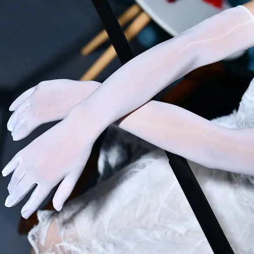 Unisex Smooth Sheer Shiny Seamless Long Gloves Ladies Bridal Tights
