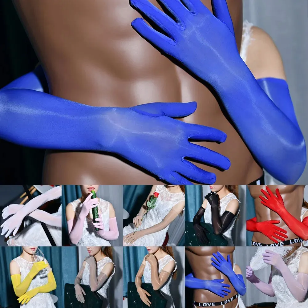 Unisex Smooth Sheer Shiny Seamless Long Gloves Ladies Bridal Tights