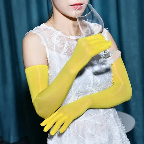 Unisex Smooth Sheer Shiny Seamless Long Gloves Ladies Bridal Tights