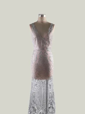 V Dress Sequin Long Dress
