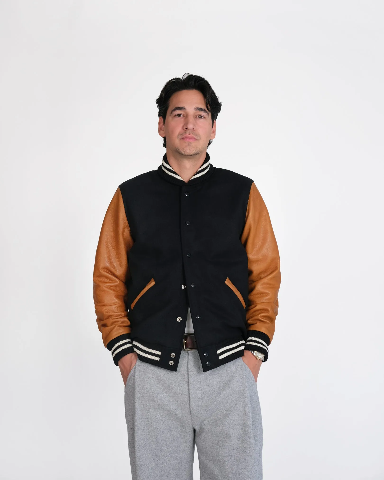 Varsity Jacket - Black / Rust