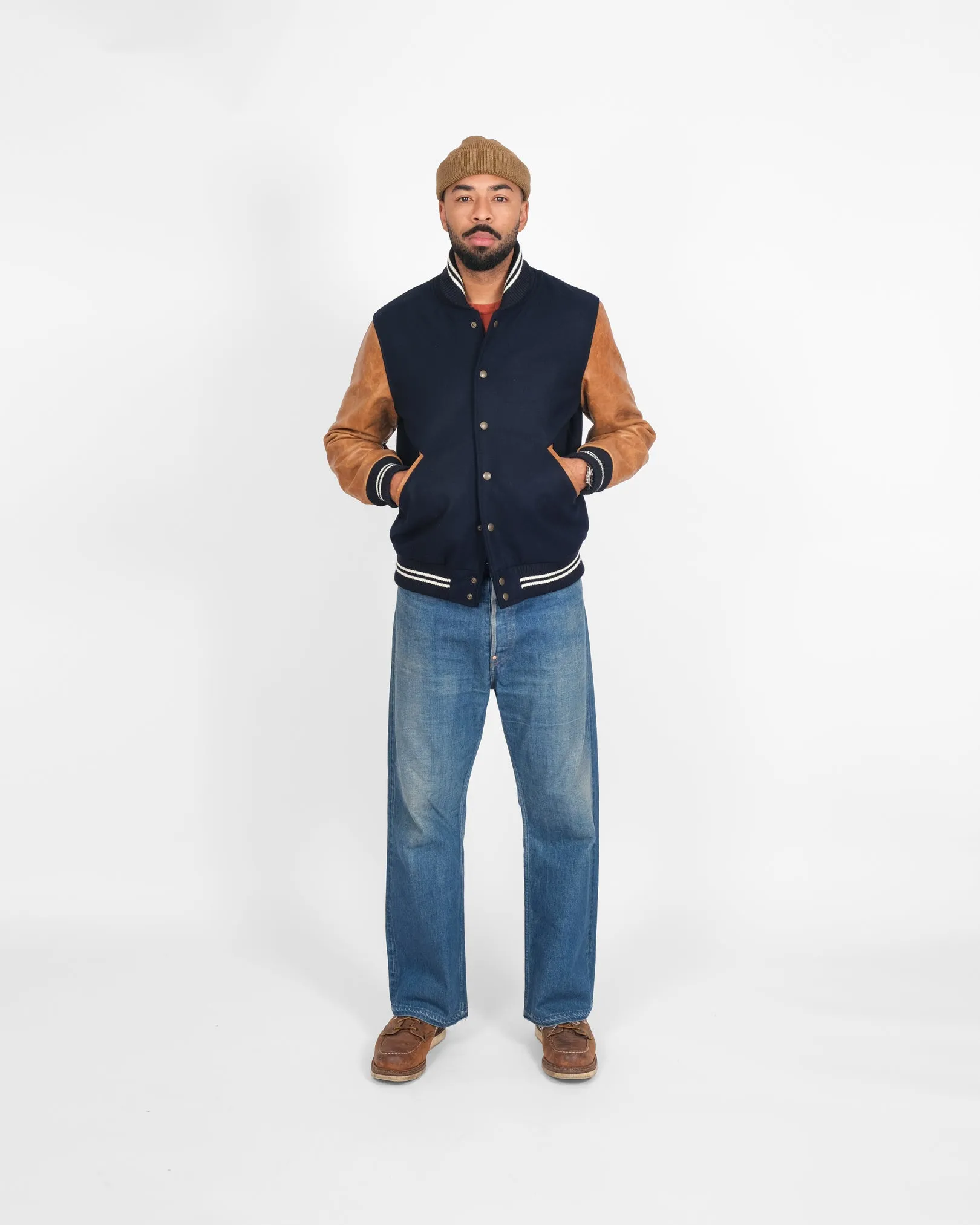 Varsity Jacket - Dark Navy/Antique Rust