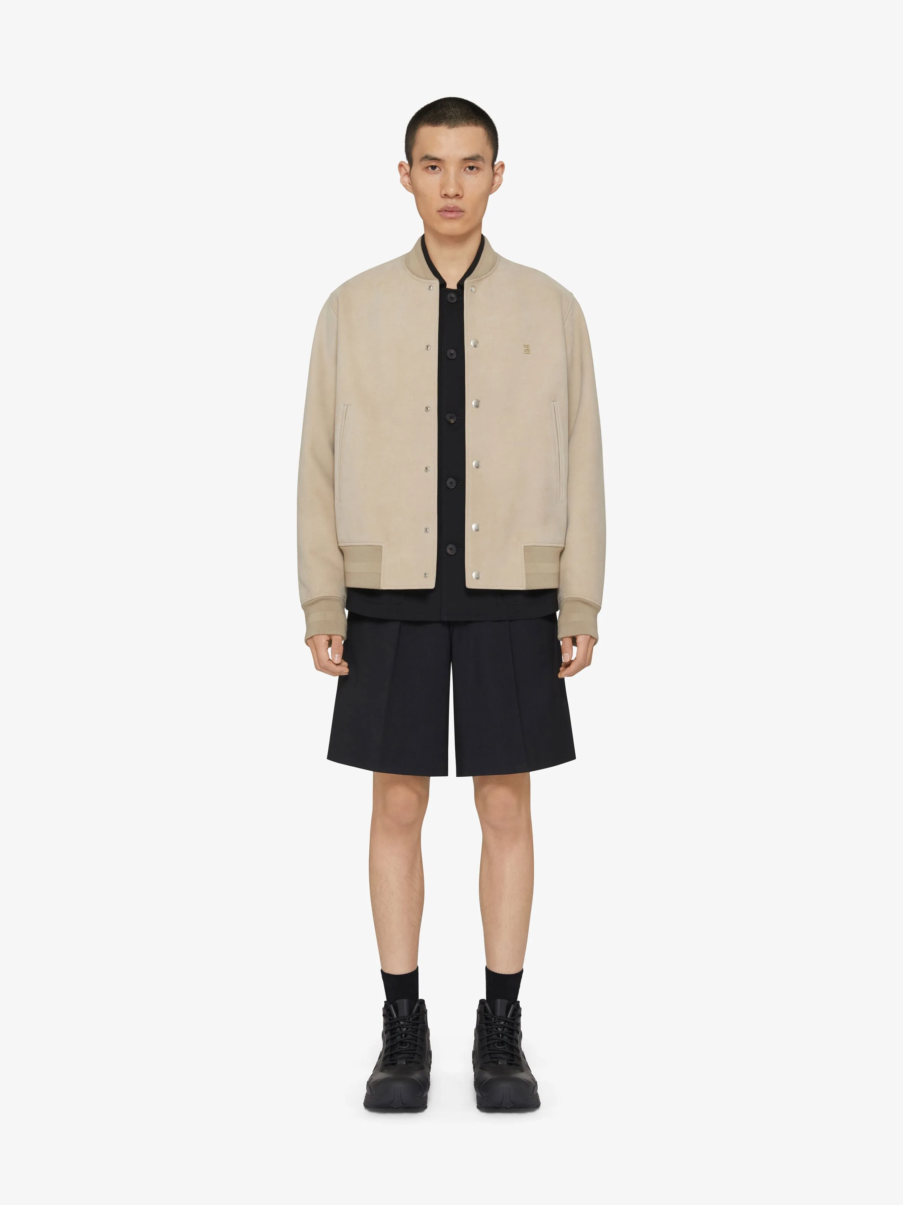 Varsity Jacket In Grained Nubuck With 4G Detail