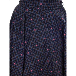 Vintage Circle Skirt Girls/Small Womens Black w Pink Geometric Print 1950s