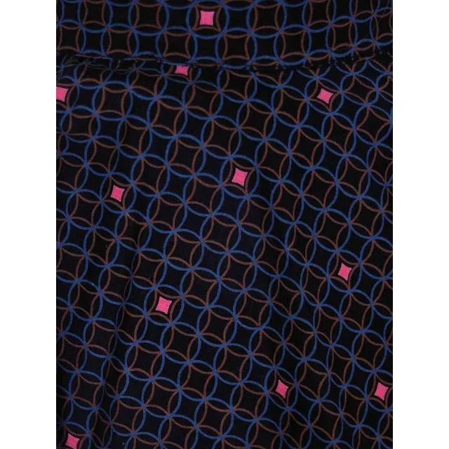 Vintage Circle Skirt Girls/Small Womens Black w Pink Geometric Print 1950s