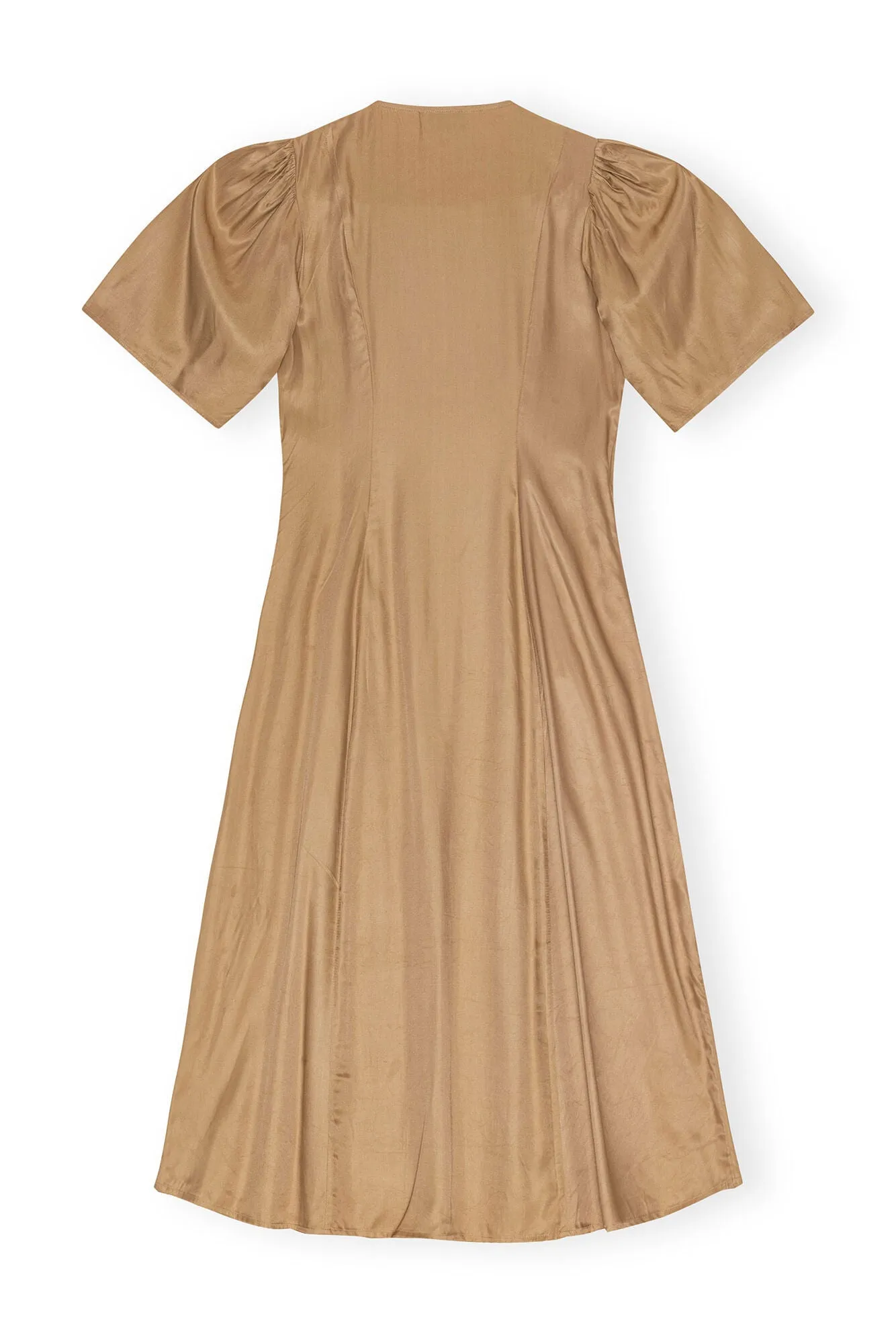 VISCOSE TWILL WRAP MIDI DRESS IN TIGER'S EYE