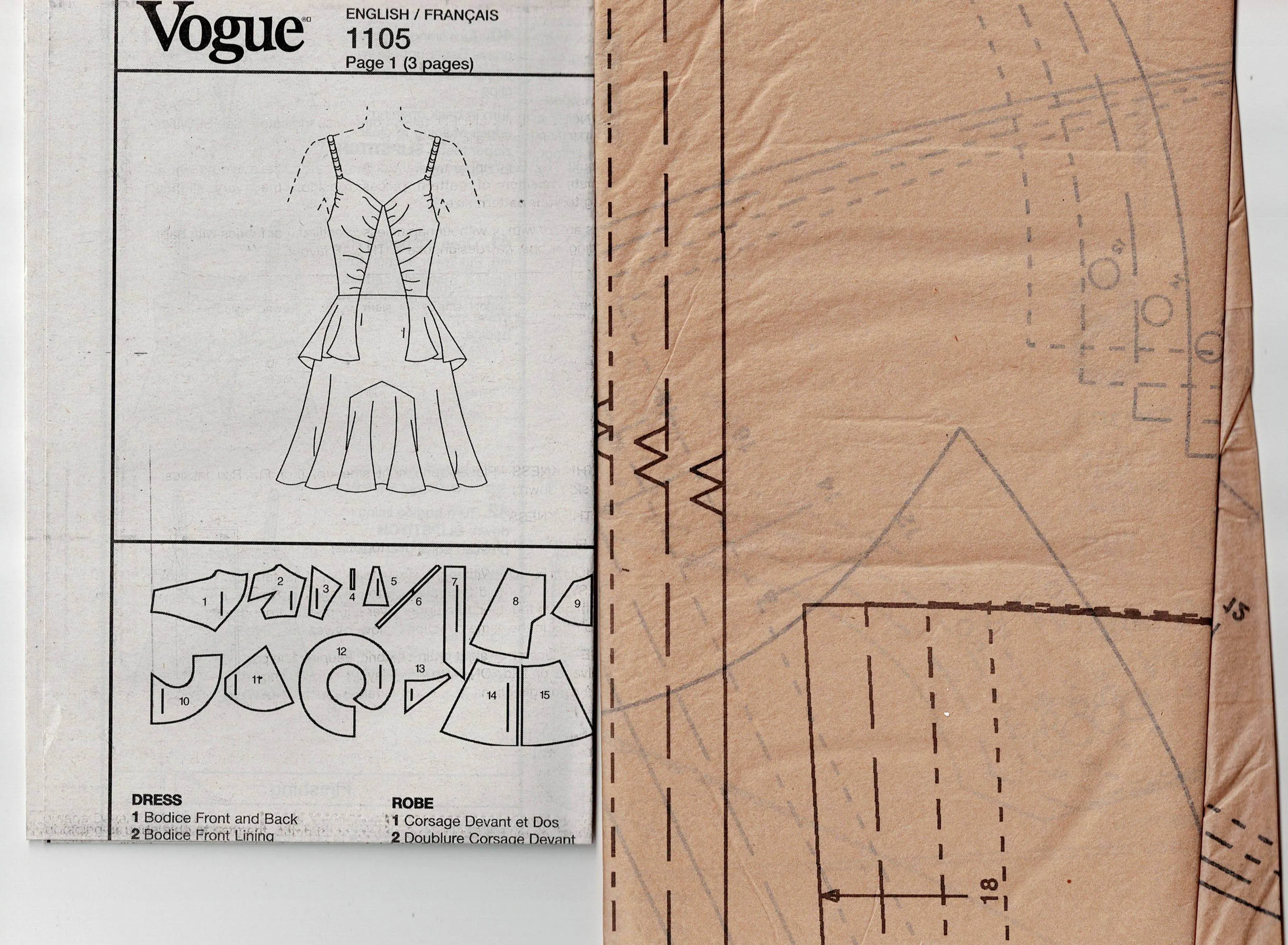 Vogue American Designer V1105 ANNA SUI Womens Lined Ruffled Peplum Mini Dress Out Of Print Sewing Pattern Size 12 - 18 UNCUT Factory Folded