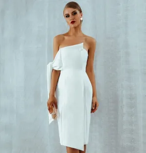 White Celebrity Party Dress Women New Summer Arrival Casual One Shoulder Elegant Button Tassels Club Dresses Vestidos
