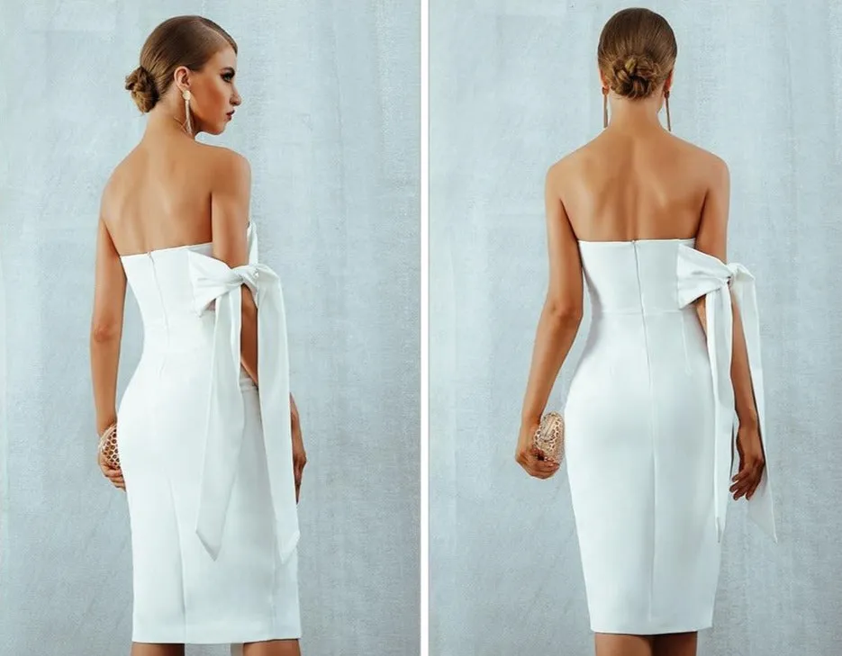 White Celebrity Party Dress Women New Summer Arrival Casual One Shoulder Elegant Button Tassels Club Dresses Vestidos