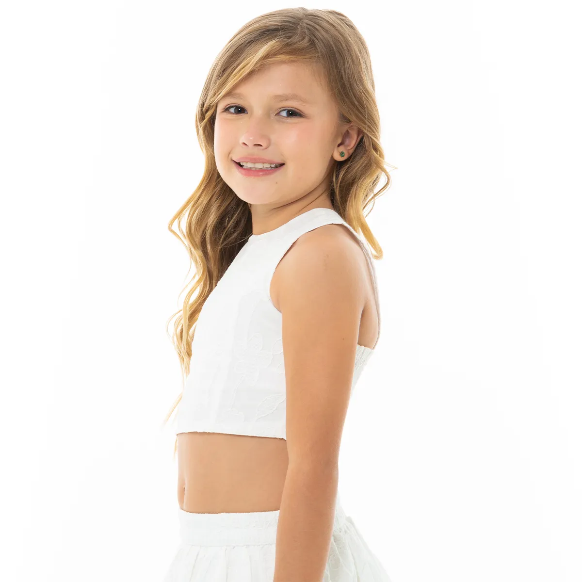 WHITE EYELET SKORT SET FOR GIRLS