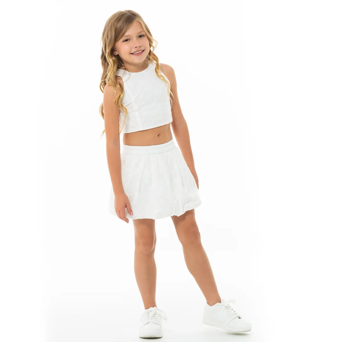 WHITE EYELET SKORT SET FOR GIRLS