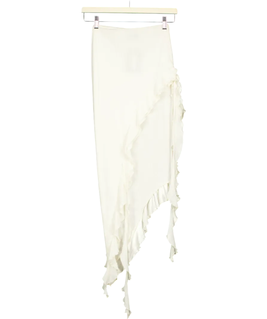 White Fox White Ruffled Detail Skirt UK S