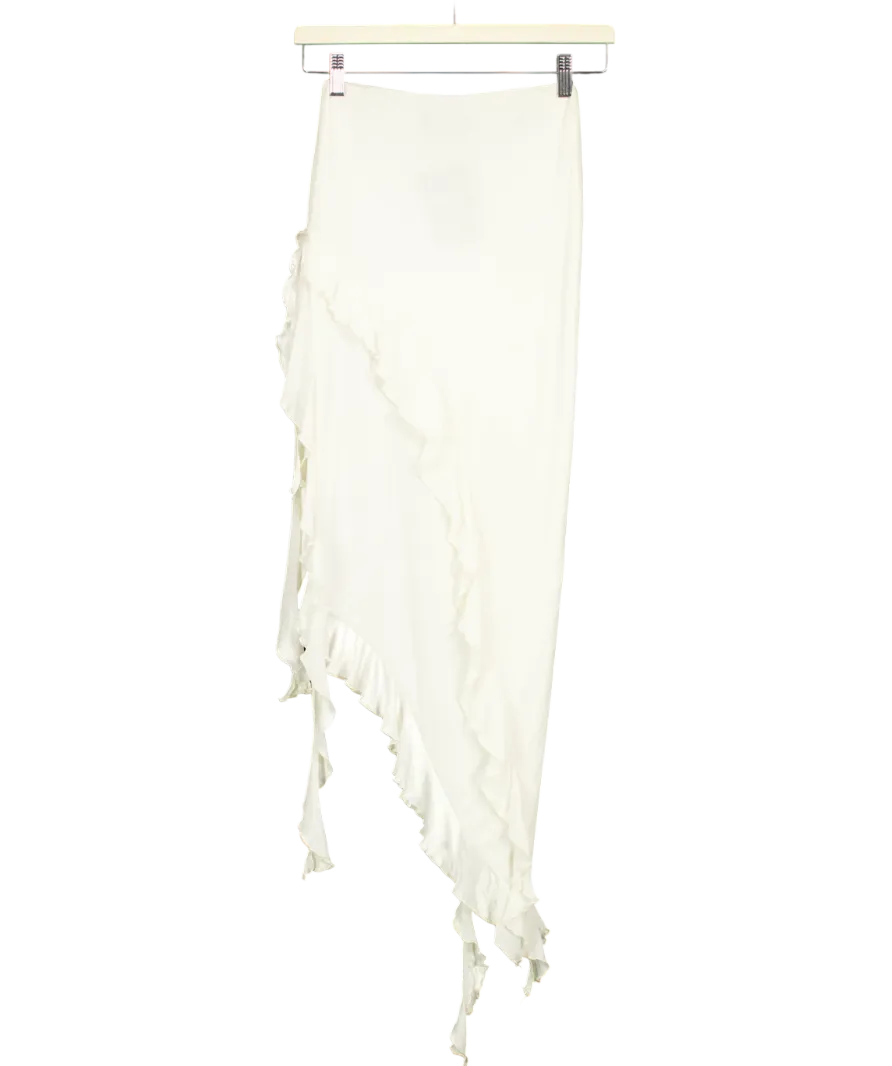 White Fox White Ruffled Detail Skirt UK S
