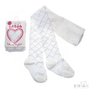 White Shiny Diamond Tights - T31-W - NB - 24 Months