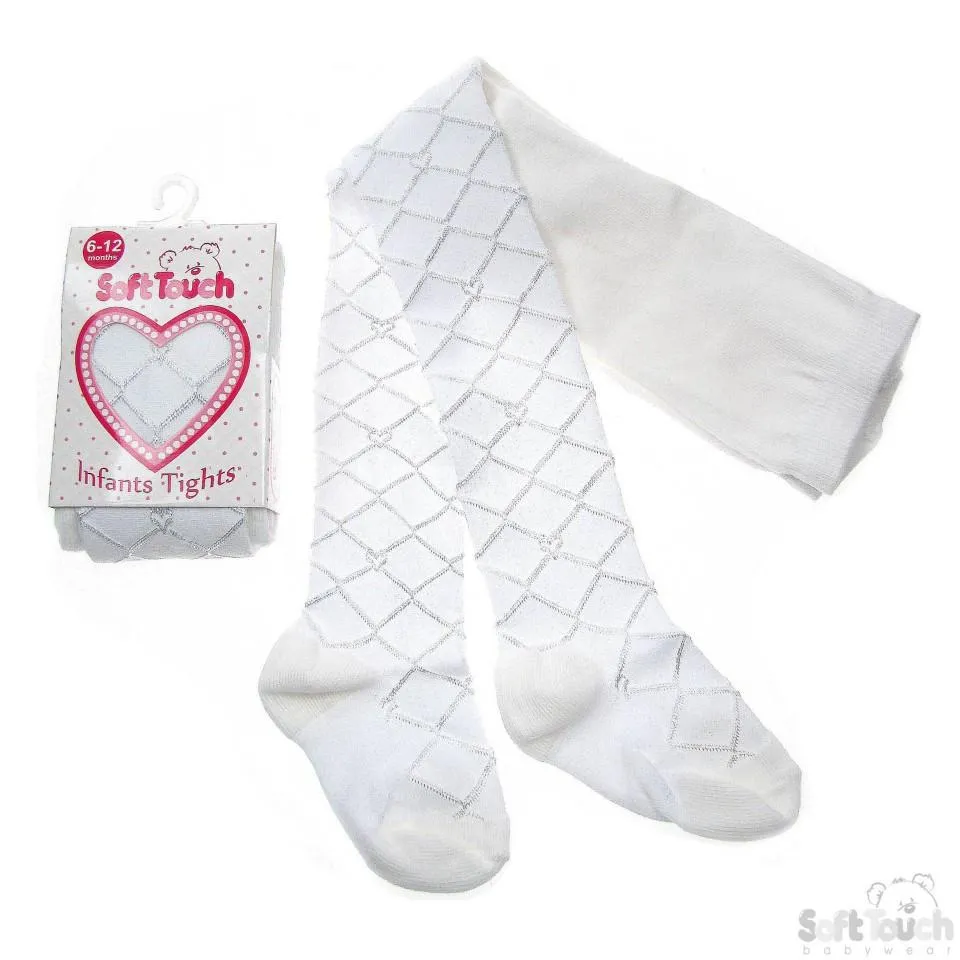 White Shiny Diamond Tights - T31-W - NB - 24 Months