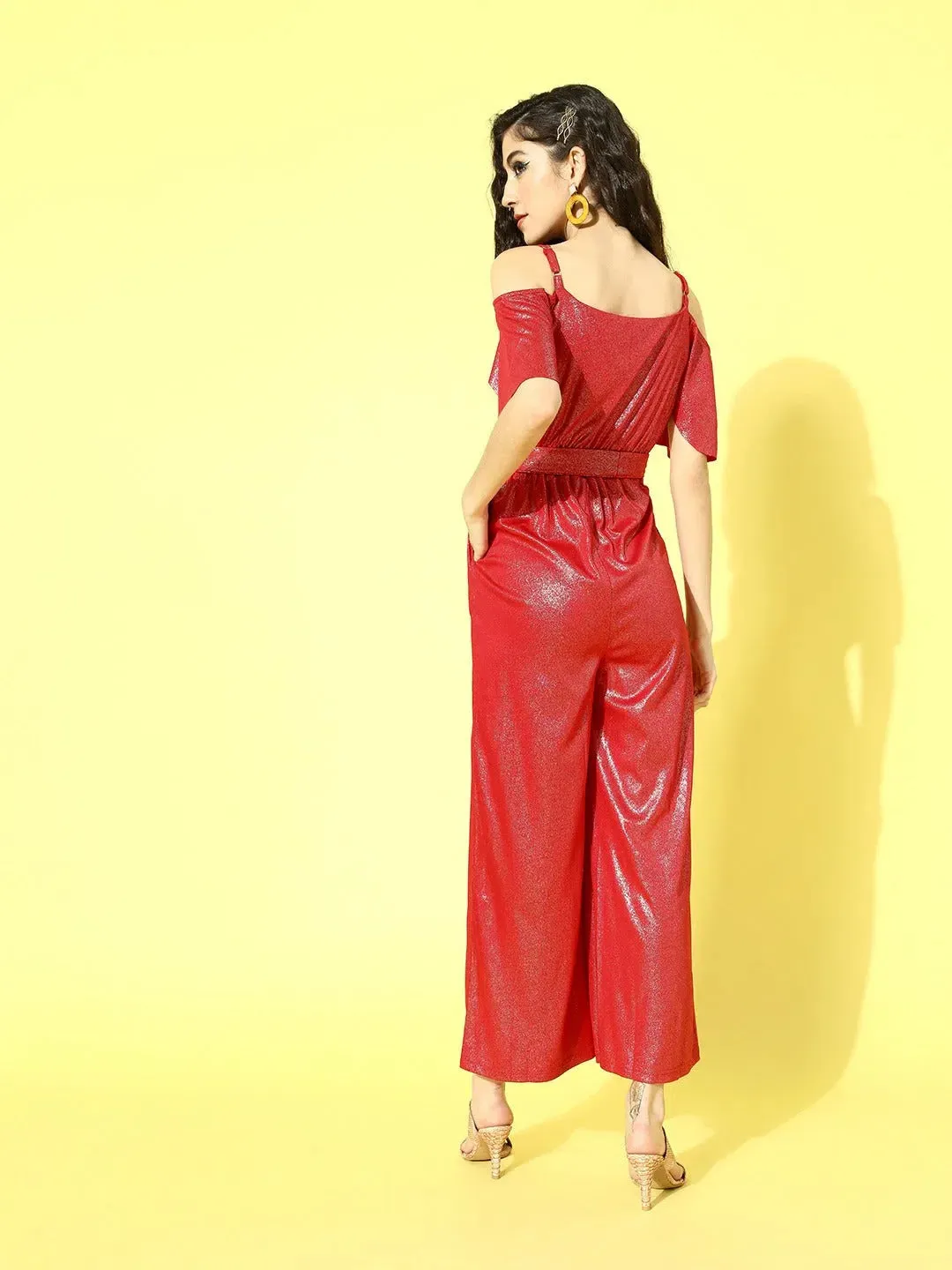 Women Solid Red Jumpsuits & Sets