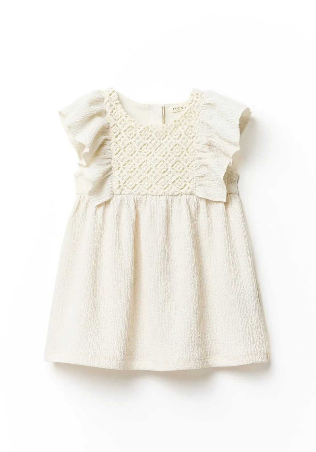 Wrinkle-effect dress - Cream