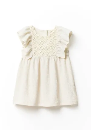 Wrinkle-effect dress - Cream