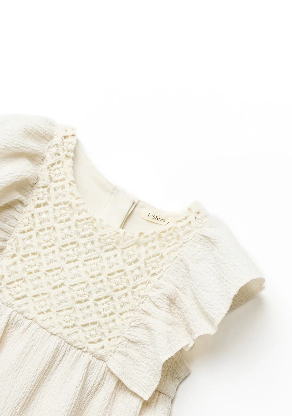 Wrinkle-effect dress - Cream