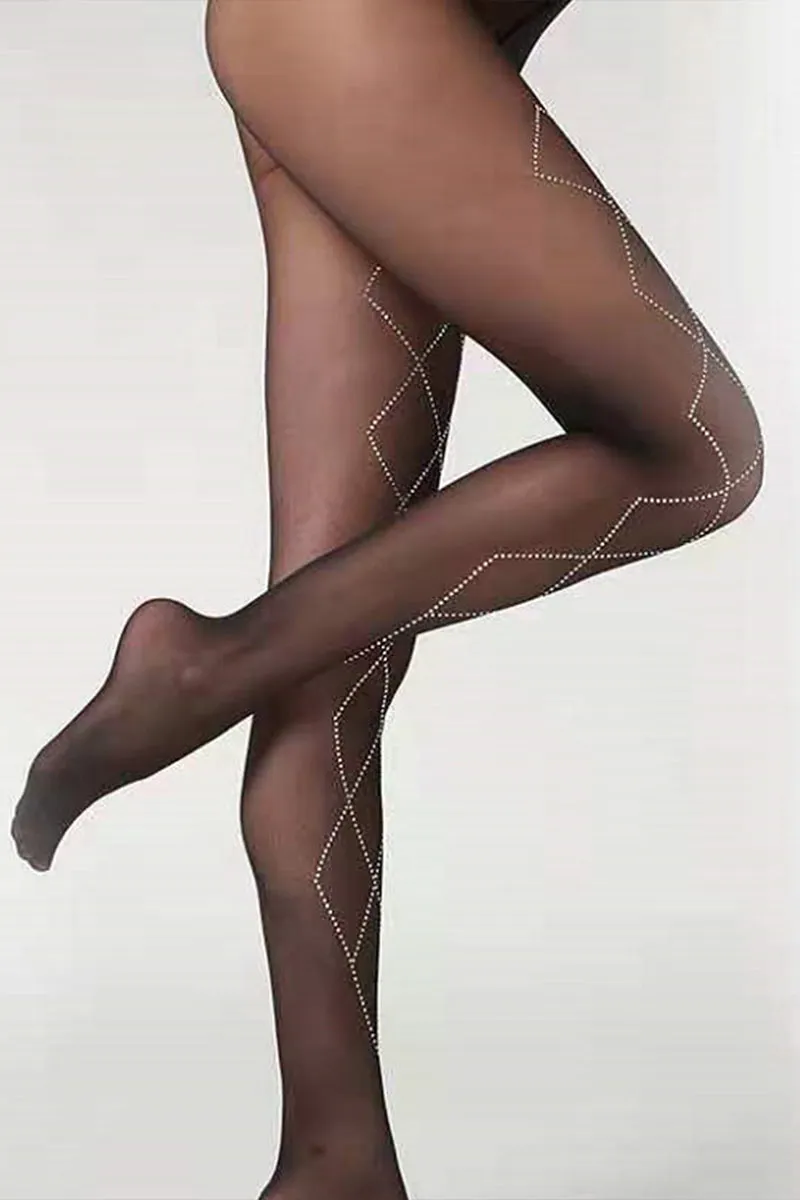 XJ0557 Rhinestones Pantyhose Stockings