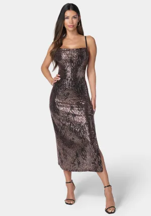 Zebra Cowl Neck Maxi Dress